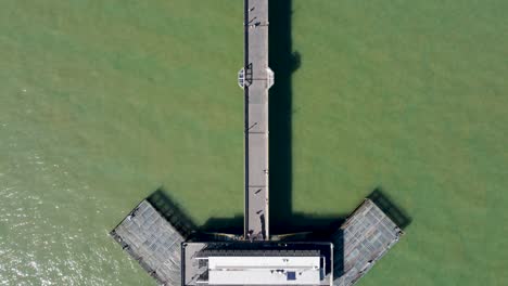 Aerial-Looking-Down-Over-Deal-Pier-In-Kent