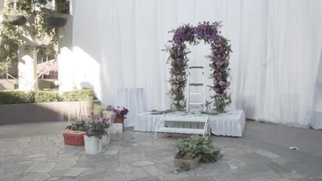 Close-up-view-of-a-empty-wedding-stage,-wedding-ceremony-under-the-open-sky