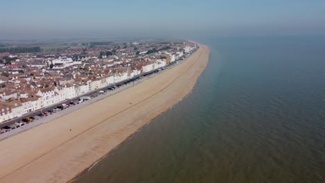Aerial-Towards-Empty-Deal-Beach-Seafront-In-Kent