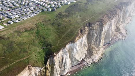 Fotografía-Aérea-De-Drones-De-4k-De-La-Erosión-Costera-Alrededor-De-La-Costa-Sur-De-Inglaterra