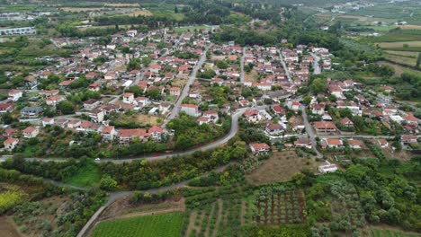 Aerial-shot-of-Saint-Barbara-village-in-northern-Greece