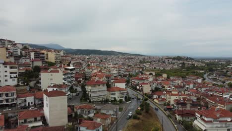 Drone-shot-of-Veria-town-in-Macedonia-northern-Greece