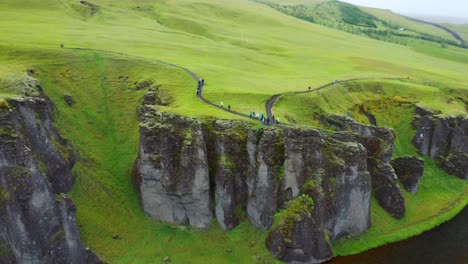 The-Majestic-Canyon-Fjaðrárgljúfur-In-Iceland---aerial-drone-shot