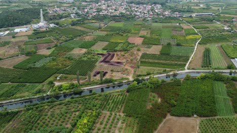 Drone-approaching-Saint-Barbara-village-in-northern-Greece