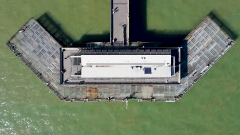 Aerial-Looking-Down-Over-End-Of-Deal-Pier-In-Kent