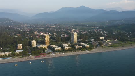 Aerial-View-Of-4-star-Hotel,-Resort-And-Condominium-Complex-By-The-Beach-In-Adjara,-Chakvi,-Georgia