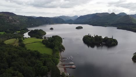 -Derwent-water-Lake-District-Cumbria-UK-Summer-pan-aerial-footage-4K