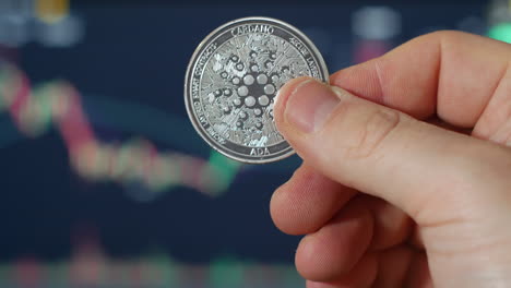 A-portrait-of-Cardano-ADA-silver-coin-being-held-in-hand-with-trading-charts-in-the-background