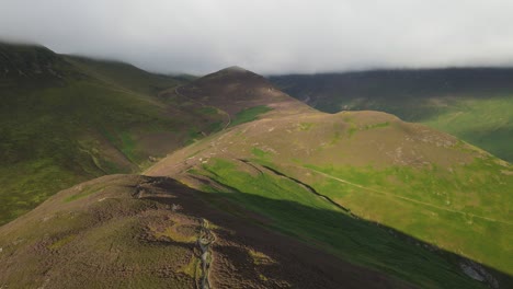 Cat-Bells-path-Early-morning-Lake-District-Cumbria-UK-Drone-footage