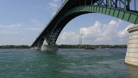 Der-Schnell-Fließende-Niagara-Fluss,-Der-Unter-Der-Friedensbrücke-Hindurchfließt