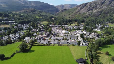 Coniston-village-Lake-District-Cumbria-UK-Summer-aerial-footage