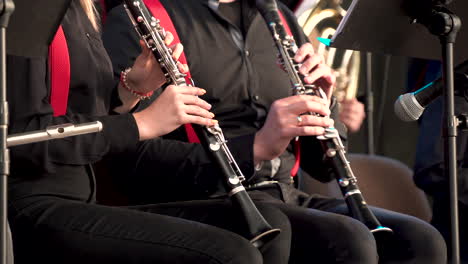 Young-women-playing-on-clarinet-in-a-music-band