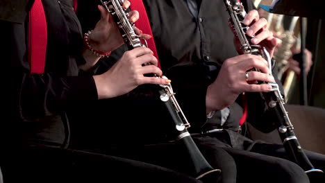 Cropped-Images-Of-Musicians-In-An-Orchestra-Playing-Clarinets