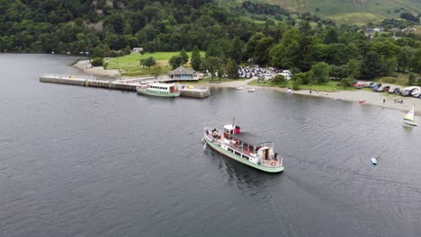 Steamer-Pier-at-Glenridding-,-Ullswater-,Lake-District-Cumbria-UK-Drone-footage
