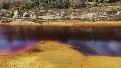 Toxic-Lake-Water-Due-To-Dangerous-Mining-In-Twelveheads,-Cornwall,-England