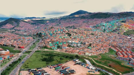 Aereal-View-of-Bogota-Santamaria-With-the-Andes-Mountains-in-the-Background-On-a-Sunny-Day