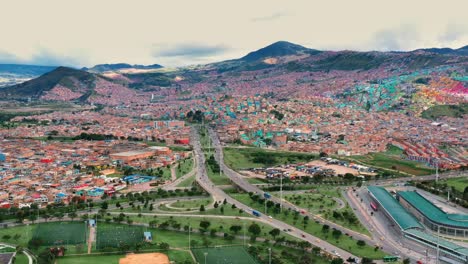 Sunny-Day-In-Bogota-Santamaria-With-the-Andes-Mountains-in-the-Background