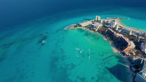 Beautiful-Aerial-View-of-the-Coast-Punta-Norte-Cancun,-Mexico