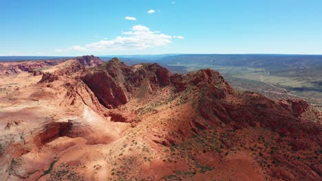 Cinematic-drone-shot-,-aerial-view-of-the-rugged-cliffs-and-desert-landscape