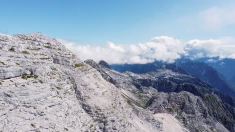 AERIAL-Orbiting-Shot-of-Dramatic-Alpine-Peaks