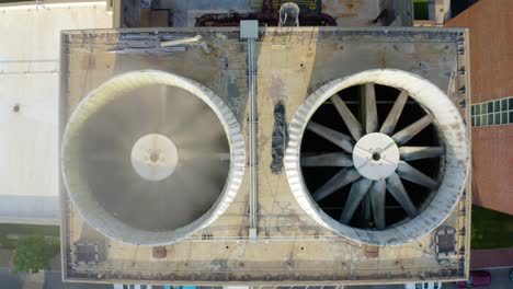Industrial-Air-Conditioning-Unit-Fans-Rotating-on-Hot-Summer-Day
