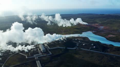 Aerial-View-Of-Reykjanes-Power-Plant-In-Reykjanes-At-The-Southwestern-Tip-Of-Iceland---drone-shot