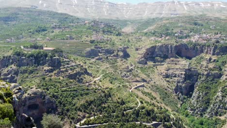 Beautiful-green-mountain-valley-in-Lebanon--Wide-panning