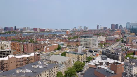 Boston,-Massachusetts-in-Summer.-Beautiful-Aerial-Establishing-Shot