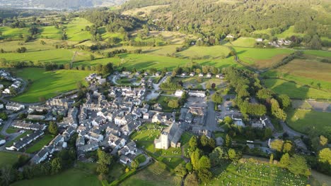 Hawkshead-village-Lake-District-Cumbria-UK-Aerial-footage-4K