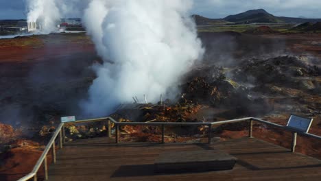 Gunnuhver-Hot-Springs,-Active-Geothermal-Area-Of-Mud-Pools-And-Steam-Vents-In-Reykjanes-Peninsula,-Iceland