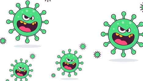 Böse-Aussehende-Covid-19-Animierte-Viruszellen-Mit-Großen-Schrecklichen-Mündern