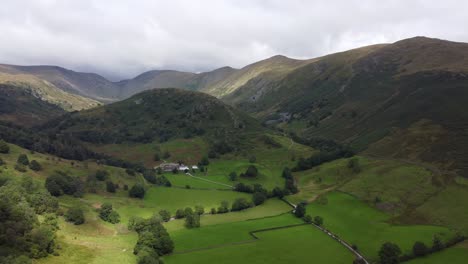 Farm-land-Kirkstone-Pass-Lake-District-Cumbria-UK-Aerial-footage