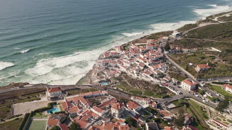 Azenhas-do-Mar-picturesque-town-on-top-of-cliffs-overlooking-the-ocean,-Portuguese-Atlantic-coast
