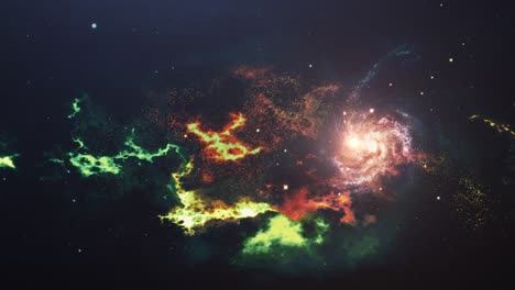 Eine-Galaxie,-Die-Sich-Um-Eine-Nebelwolke-Im-Universum-Bewegt