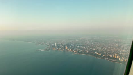 Downtown-Chicago-City-Shoreline---Establishing-Aerial-Bird's-Eye-View