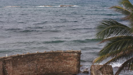 Ruins-of-the-third-coastal-battery,-Coastal-Scenery-of-San-Jan,-Puerto-Rico