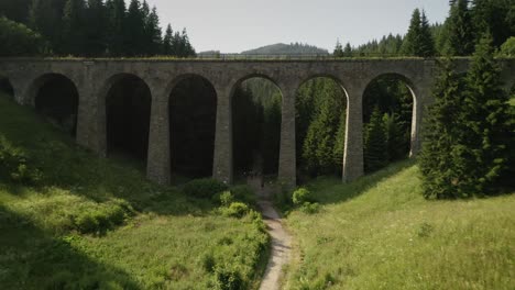 Vorwärts-Unter-Dem-Chmarocsky-Viadukt-Fliegen-Und-über-Einem-Wald-Aufsteigen