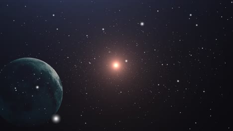 Ein-Heller-Stern-Und-Ein-Sich-Bewegender-Planet-Im-Universum
