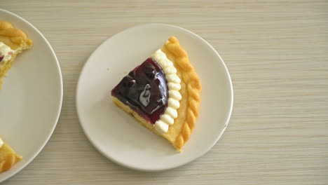 Delicious-Blueberry-Cheese-Pie-on-white-plate