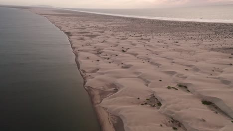 Aerial-drone-wide-angle-shot-of-beautiful-dune-sand-landscape-at-day