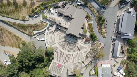 Aerial-view-above-a-empty-concert-venue-in-Saratoga---screwdriver,-drone-shot