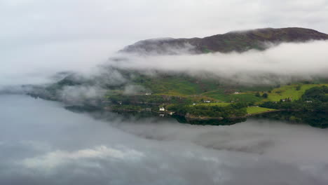 Wide-rotating-drone-shot-of-Loch-Carron,-on-the-west-coast-of-Ross-and-Cromarty-in-the-Scottish-Highlands