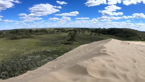 Sand-blowing-in-the-wind-at-the-Alberta-sand-dunes-on-a-sunny-day
