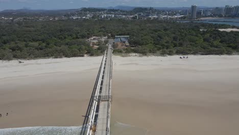Aerial-View-Of-Tweed-Sand-Bypass-And-Letitia-Beach-On-A-Sunny-Day---Fingal-Head,-NSW,-Australia
