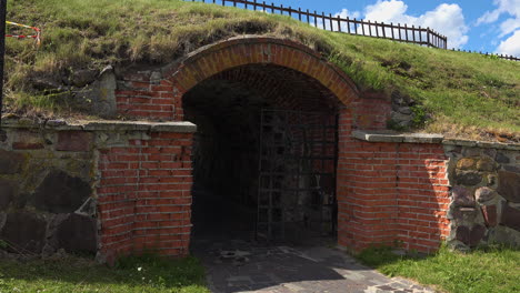 An-ancient-gate-of-bricks-at-tunnel-in-Russia