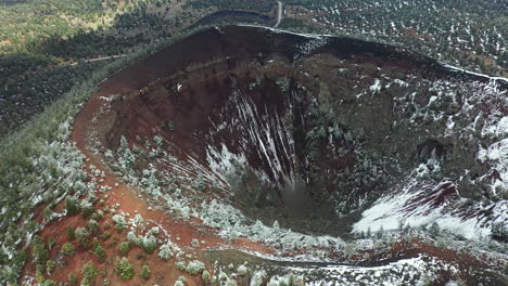Aerial-View-of-Bandera-Volcano-Caldera-at-Winter,-New-Mexico-USA,-Drone-Shot