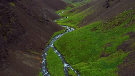 Río-Angosto-En-El-Valle-De-Reykjadalur-En-El-Sur-De-Islandia