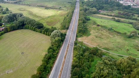 Aerial-Dolly-Forward-Above-A2-Dual-Carriageway-In-Kent