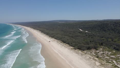 Lange-Sandküste-Zwischen-Dem-Hauptstrand-Und-Dem-Riesigen-Wald-Des-George-Nothling-Drive-Naturschutzgebiets-In-Australien