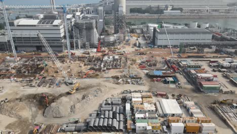 Aerial-View-Of-Power-Plant-Construction-Site-At-Daytime